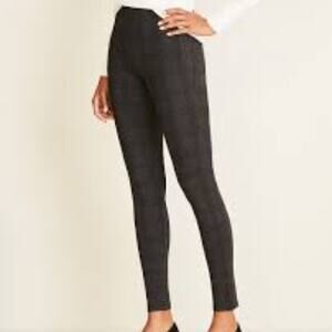 PETITE WINDOWPANE SEAMED PONTE SIDE ZIP LEGGINGS